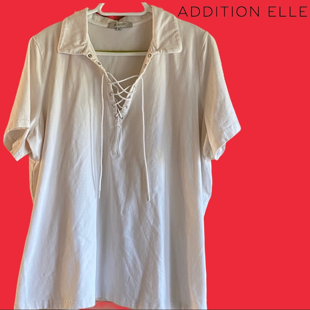 2/$25- AE SPORT 3X Lace-Up V-Neck Short Sleeve Polo Shirt